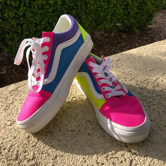 Vans Shoes - 1980’s Neon Old Skool Van’s Women’s Size 6.5